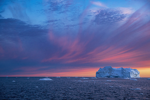 iceberg and pink sky