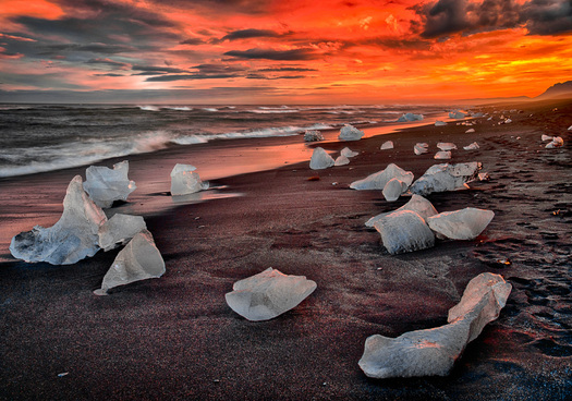 beach at sunrise or sunset