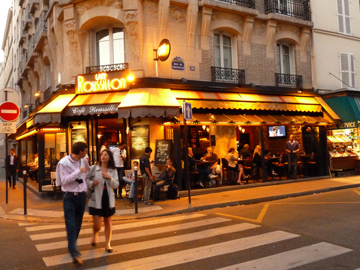 Street Scene with Diners and Pedestrians