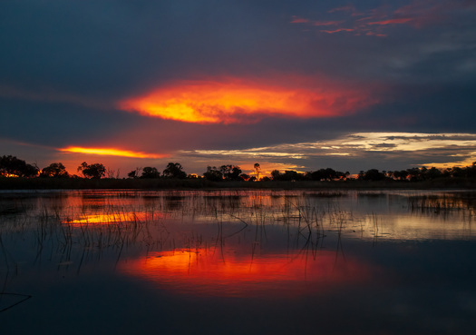 Sunset reflected in water