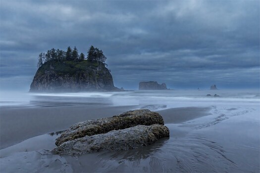 Beach near rocky islands