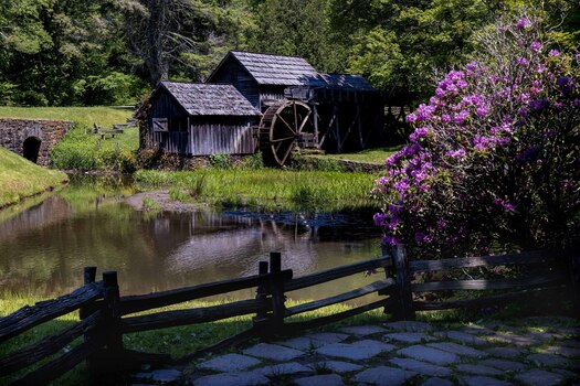 old mill with waterwheel