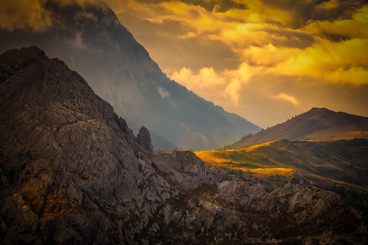 alpine scene at half-light
