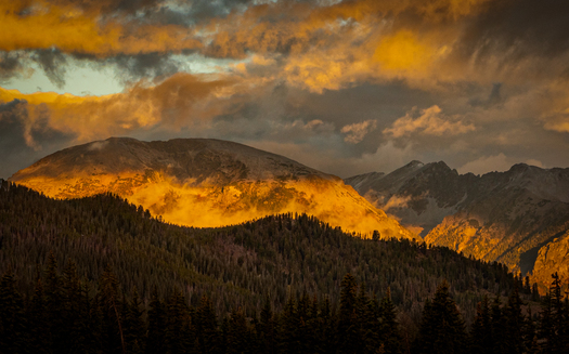 Mountains illuminated at dawn