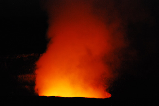 Red Lava Fountain with a dark background