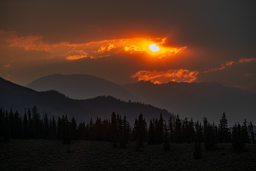 Red haze domination a mountain scene